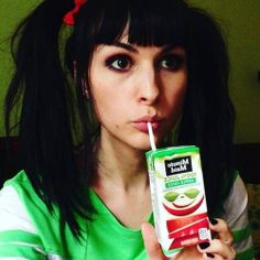 Cute Bailey Jay Drinking Juice